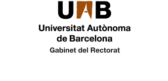 Logotip de la UAB a dues línies a color amb acompanyament de 1r nivell