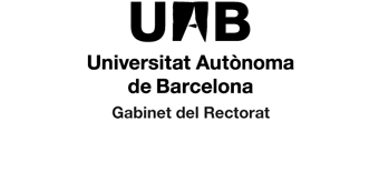 Logotip de la UAB a dues línies a una sola tinta amb acompanyament de 1r nivell