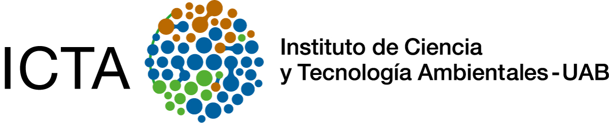 Logotip corporatiu ICTA-UAB a dues línies a color