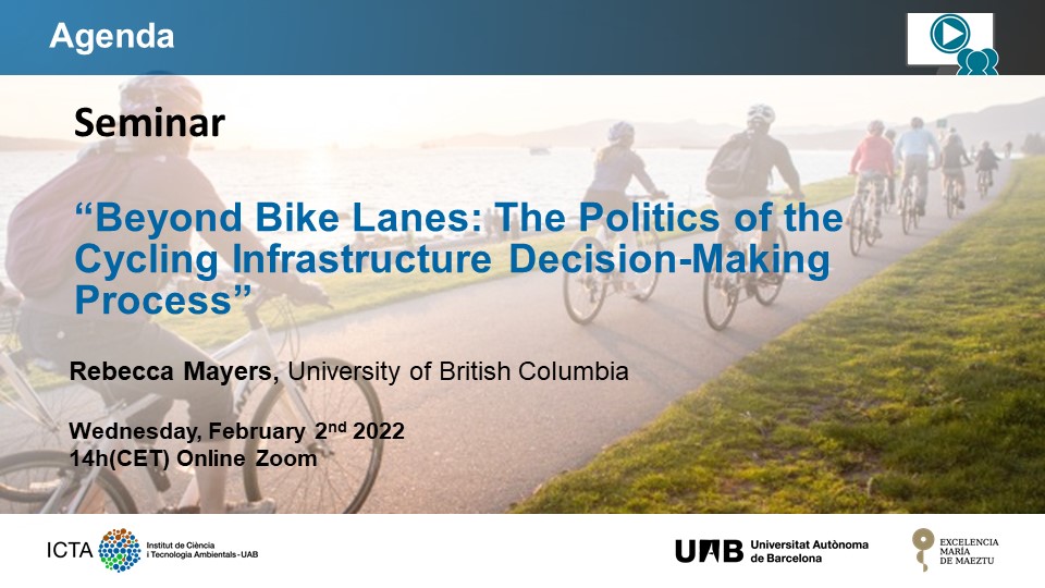 Seminar by Rebecca Mayers at ICTA-UAB on cycling infrastructure