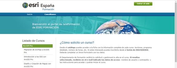 Portal de formació cursos online Esri Espanya