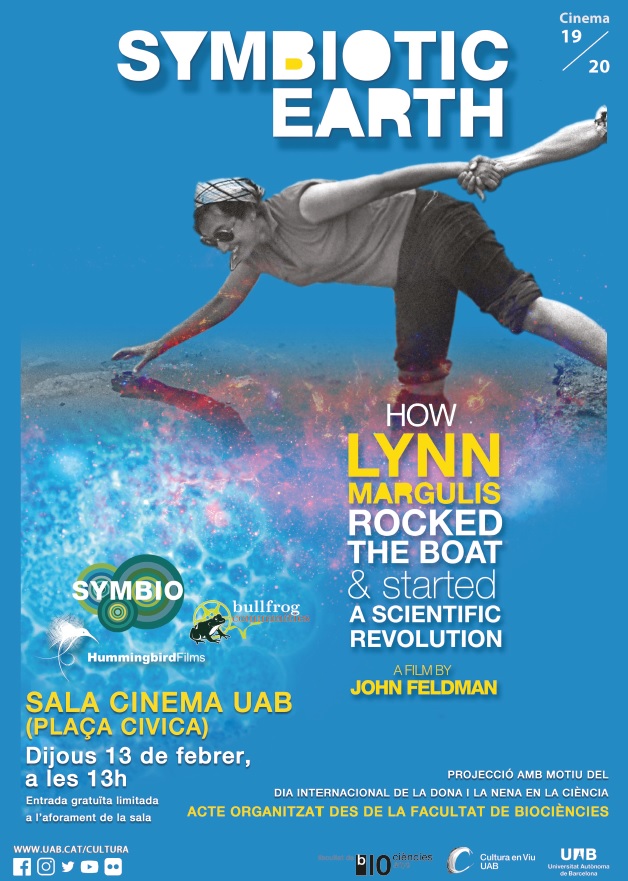 Cartell projecció Sala de Cinema de la UAB "Symbiotic Earth", 13 de febrer a les 13h.