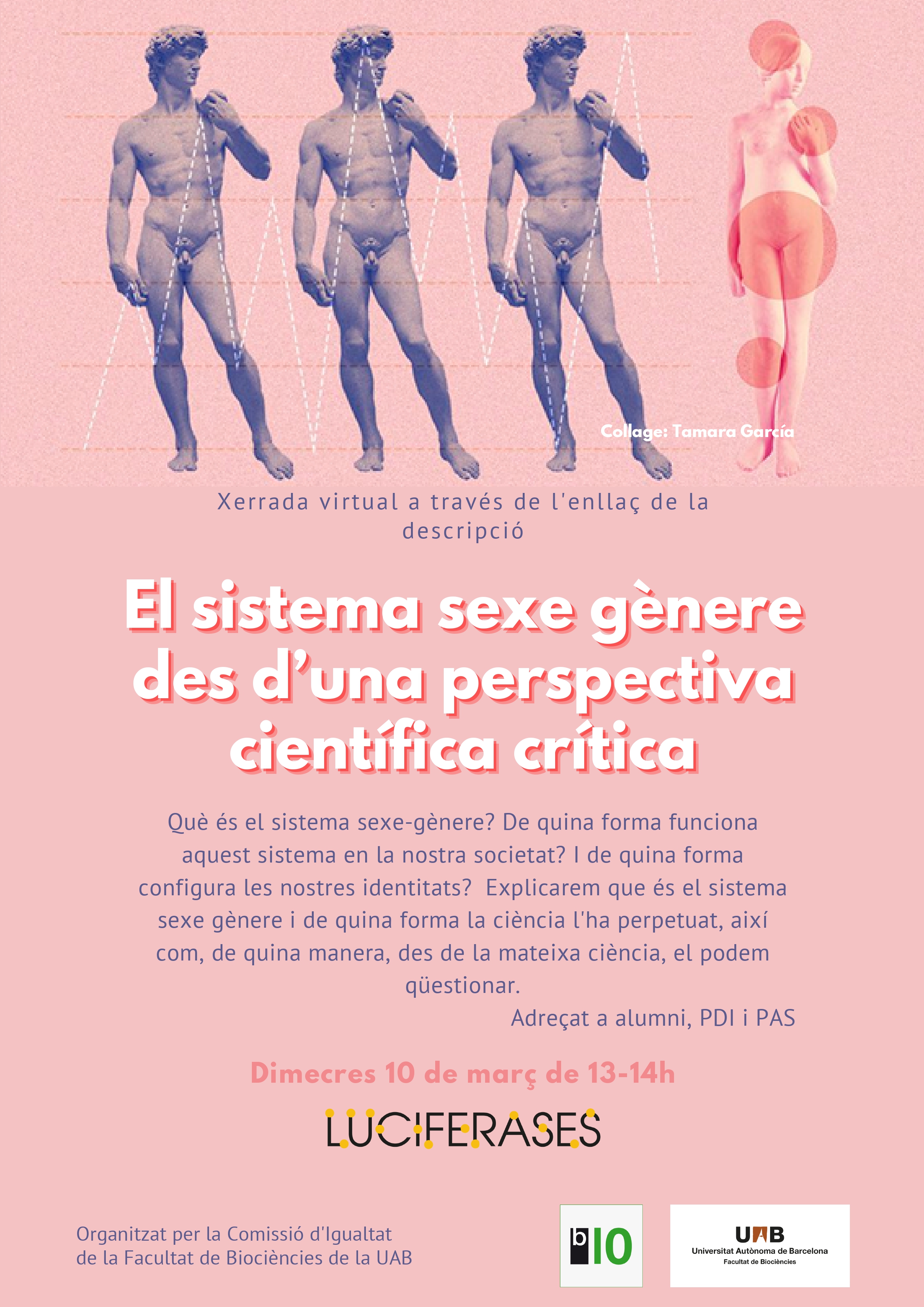 Cartell xerrada virtual "El sistema sexe gènere des d'una perspectiva científica crítica"