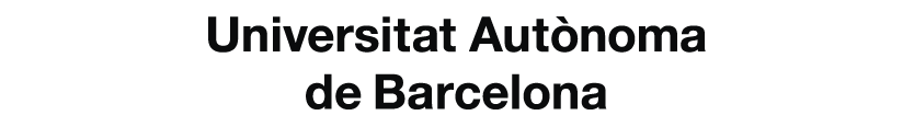 Representació gràfica del nom de la Universitat Autònoma de Barcelona a una sola tinta en dues línies