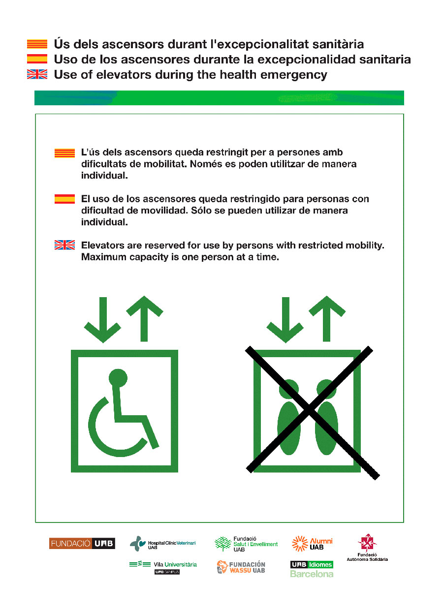 Cartells sobre restriccions ús ascensors